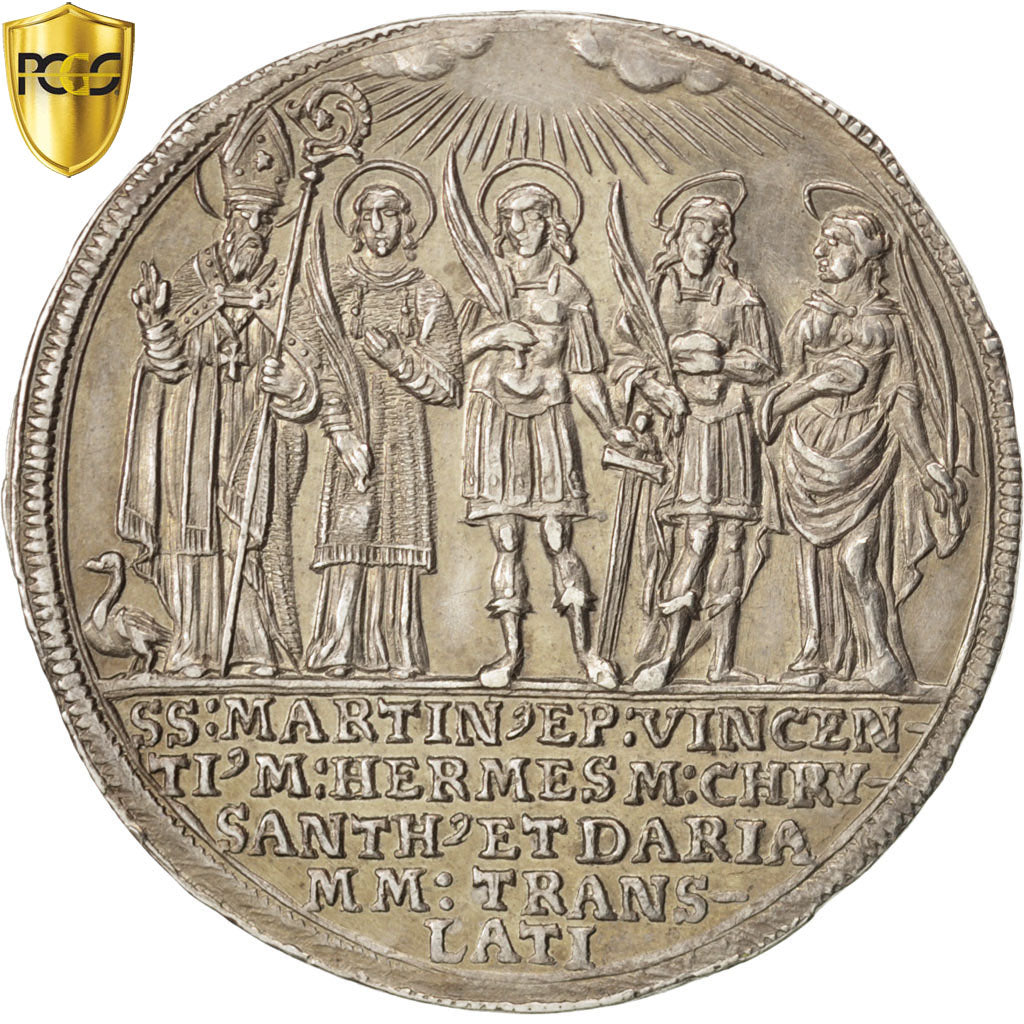 AUSTRIAN STATES, SALZBURG, 1/2 Thaler, 1682, KM:232, PCGS AU55