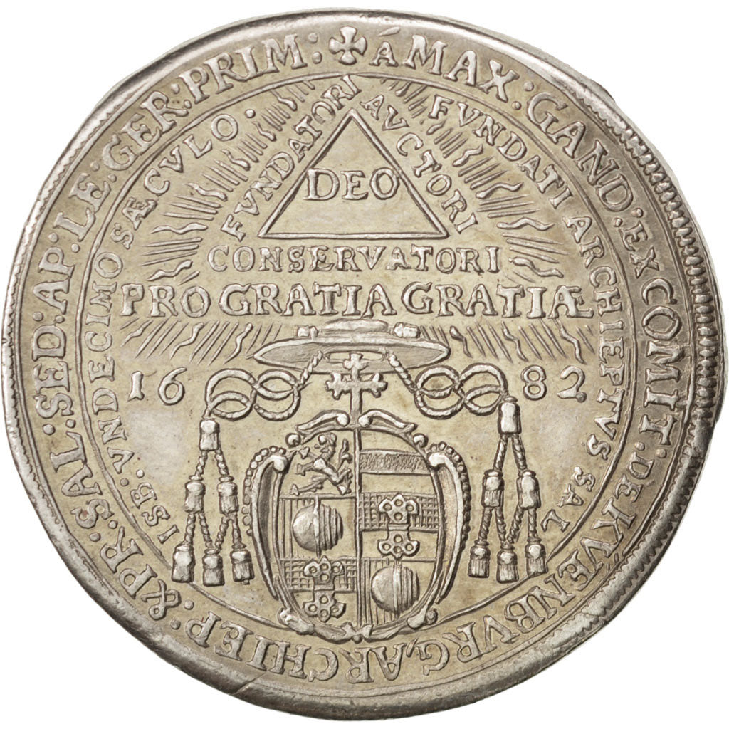 AUSTRIAN STATES, SALZBURG, 1/2 Thaler, 1682, KM:232, PCGS AU55