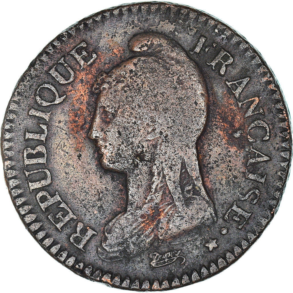 Munten, Frankrijk, Decime, AN 7/5, Paris, Coq/Corne, FR, Bronze, Gadoury:187