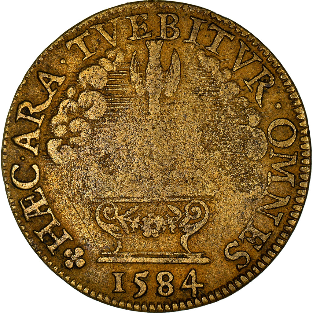 France, Token, Royal, 1584, EF(40-45), Copper, Feuardent:7925