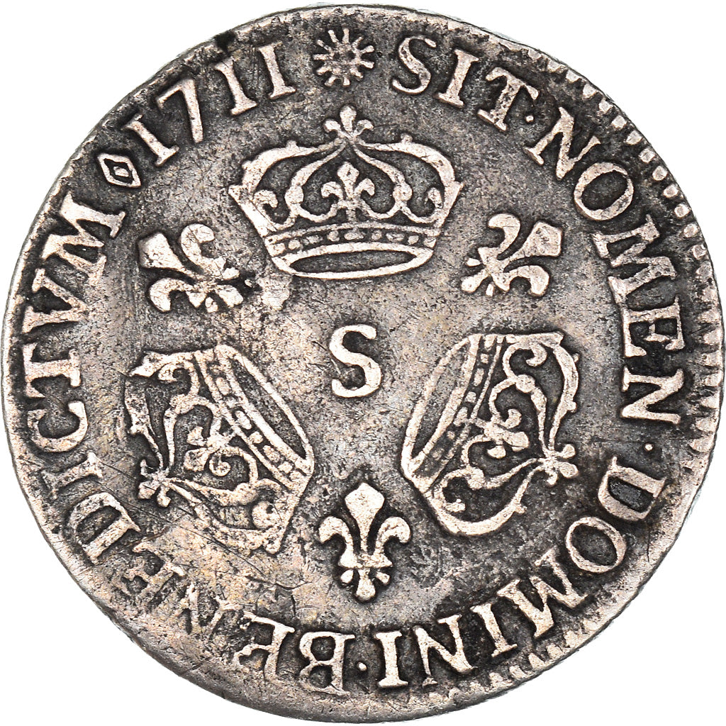 Moneta, Francia, Louis XIV, 1/10 Écu aux 3 couronnes, 1/10 Ecu, 1711, Troyes