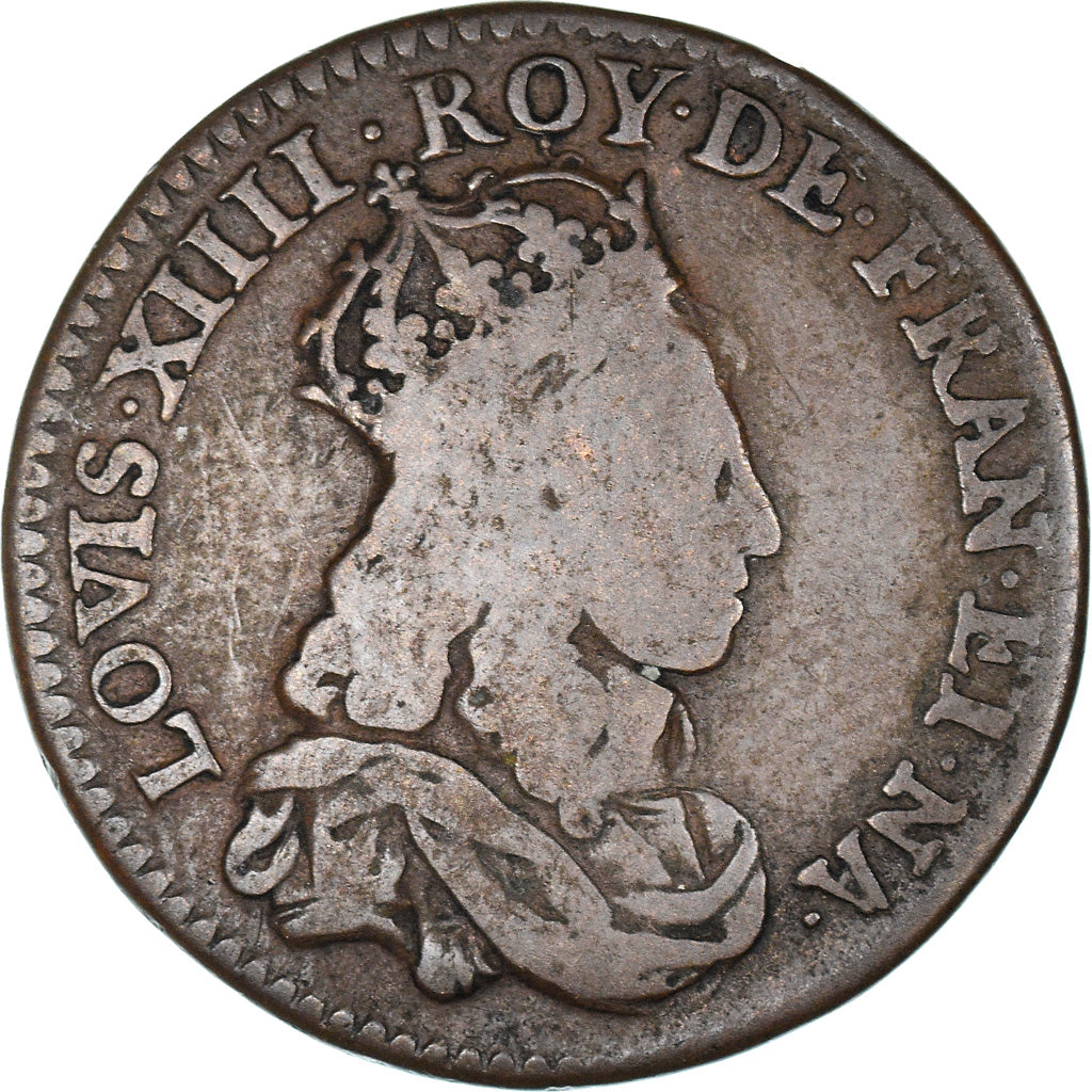 Munten, Frankrijk, Louis XIV, Liard de France, premier type, Liard, 1654, Paris