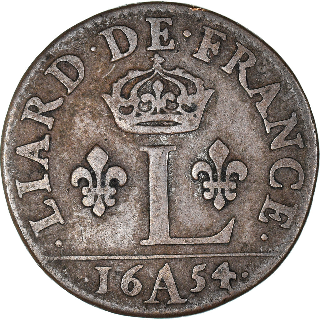 Munten, Frankrijk, Louis XIV, Liard de France, premier type, Liard, 1654, Paris