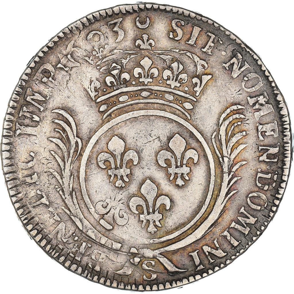 Moneta, Francja, Louis XIV, Ecu aux palmes, 1693, Reims, AU(50-53), Srebro