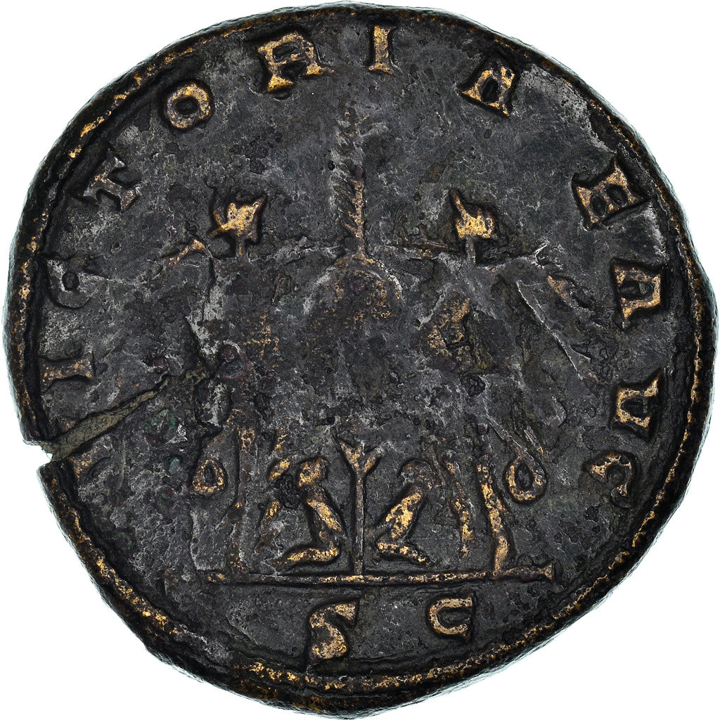Coin, Postumus, Double Sestertius, Trier or Cologne, EF(40-45), Bronze, RIC:230