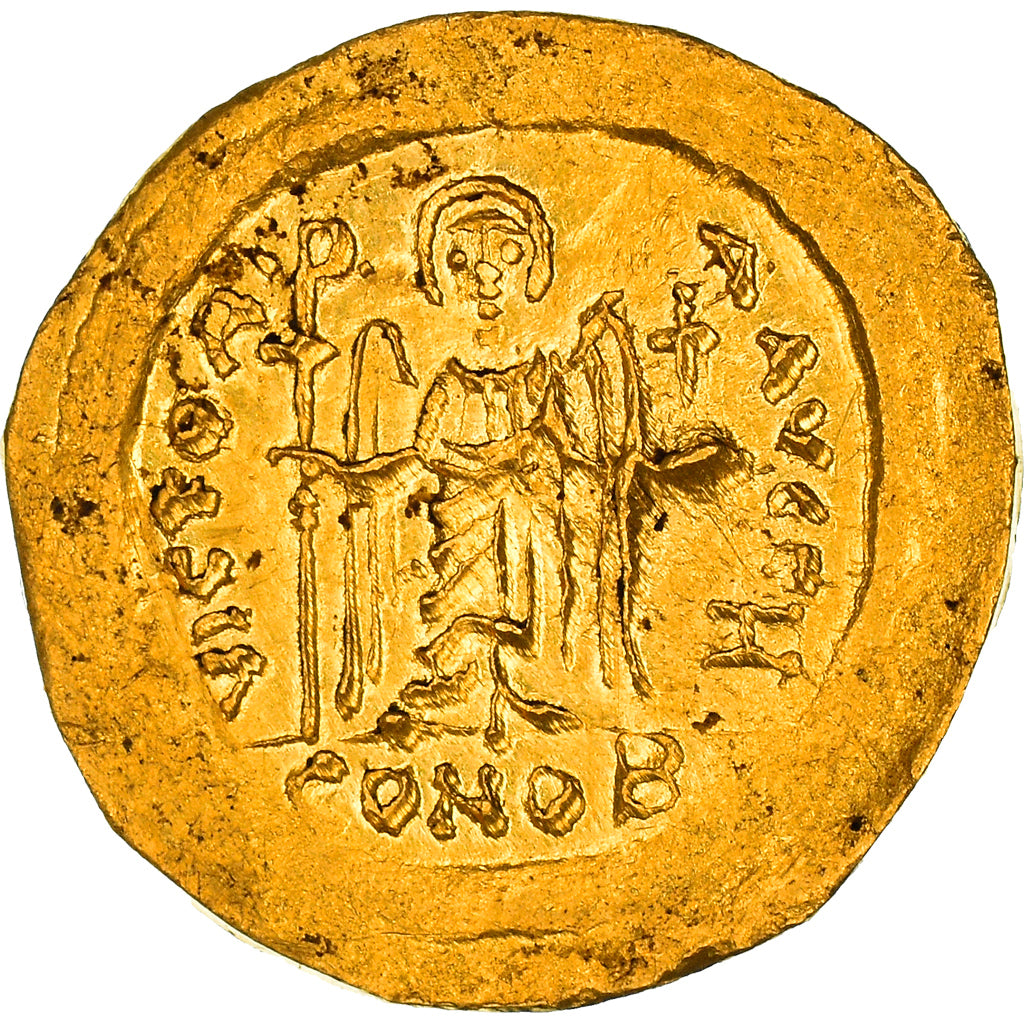 Coin, Maurice Tiberius, Solidus, 583-602, Constantinople, AU(50-53), Gold