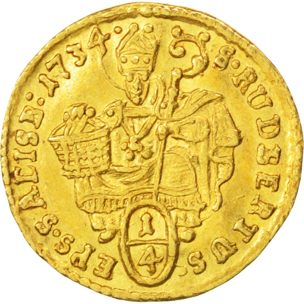 AUSTRIAN STATES, 1/4 Ducat, 1734, KM #330, AU(55-58), Gold, 0.87