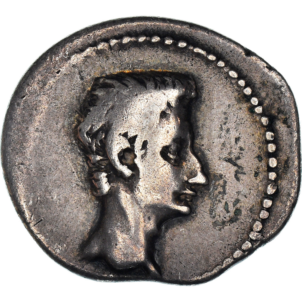 Coin, Augustus, Denarius, 16 BC, Spain, Traveling mint, EF(40-45), Silver