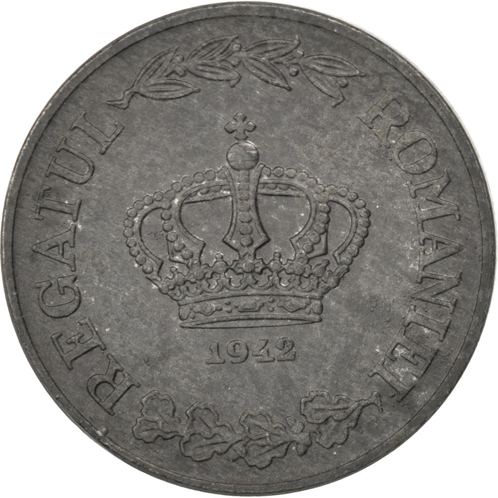 ROMANIA, 5 Lei, 1942, KM #61, AU(50-53), Zinc, 23, 4.53