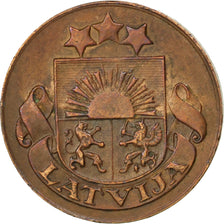 LATVIA, Santims, 1928, KM #1, AU(50-53), Bronze, 17, 1.78