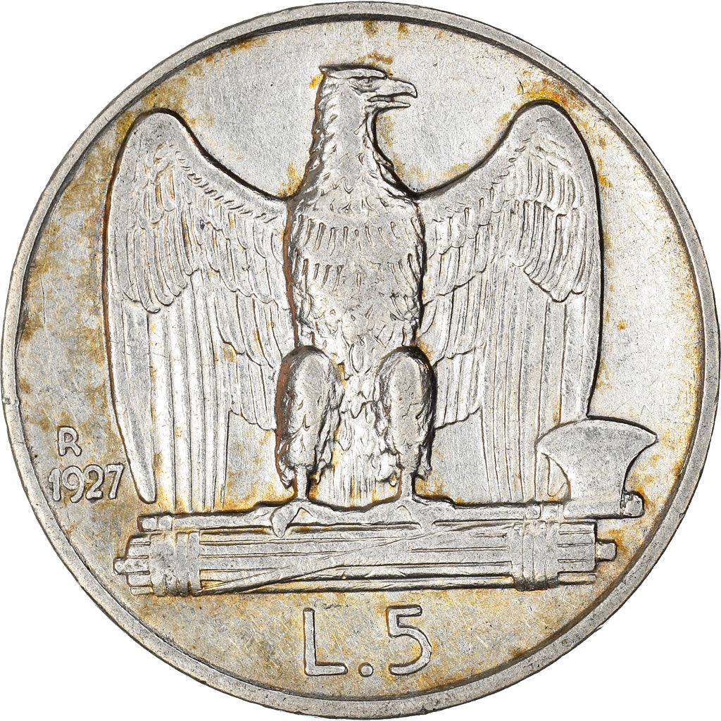 Moneta, Italia, Vittorio Emanuele III, 5 Lire, 1927, Rome, BB, Argento, KM:67.2