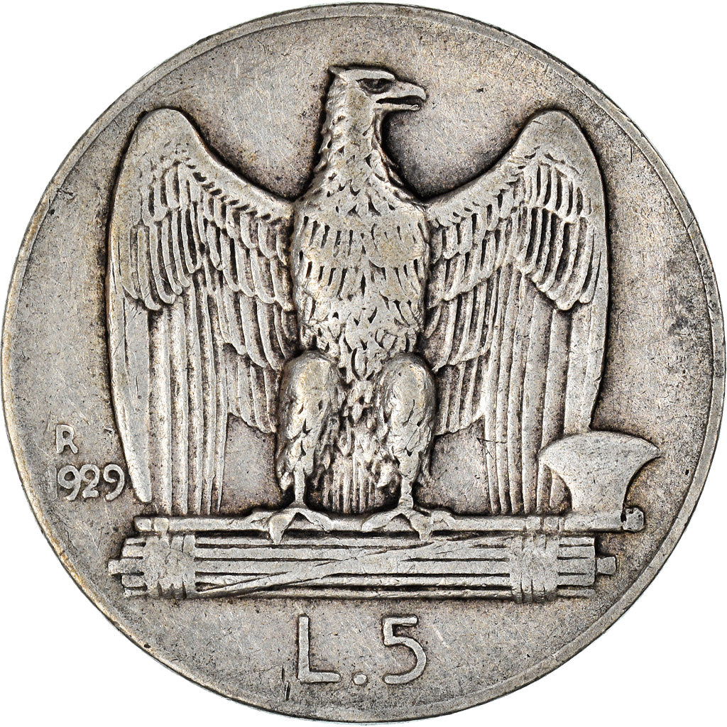 Monnaie, Italie, Vittorio Emanuele III, 5 Lire, 1929, Rome, TB+, Argent, KM:67.2