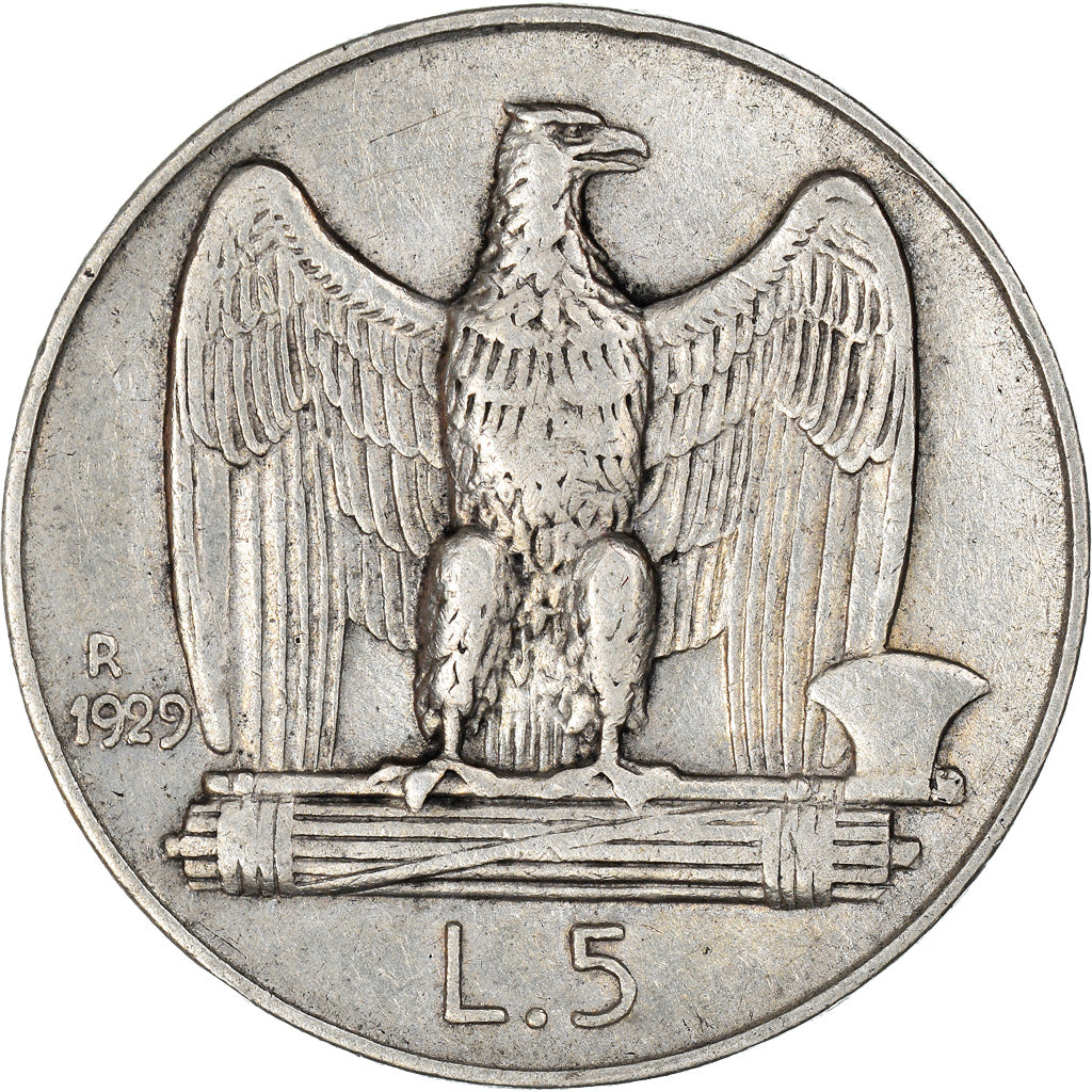 Monnaie, Italie, Vittorio Emanuele III, 5 Lire, 1929, Rome, TB+, Argent, KM:67.2