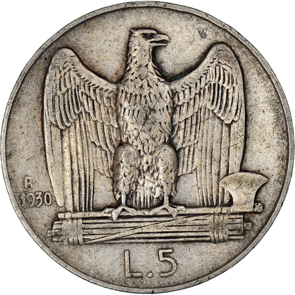 Coin, Italy, Vittorio Emanuele III, 5 Lire, 1930, Rome, VF(30-35), Silver
