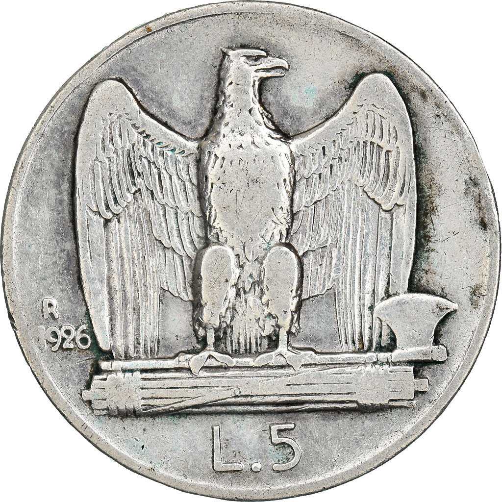 Coin, Italy, Vittorio Emanuele III, 5 Lire, 1926, Rome, EF(40-45), Silver