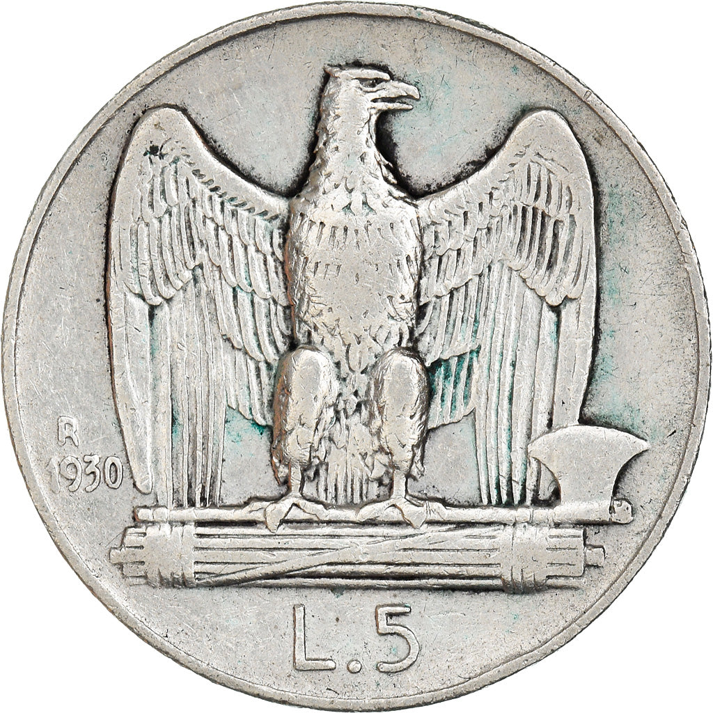 Coin, Italy, Vittorio Emanuele III, 5 Lire, 1930, Rome, VF(20-25), Silver