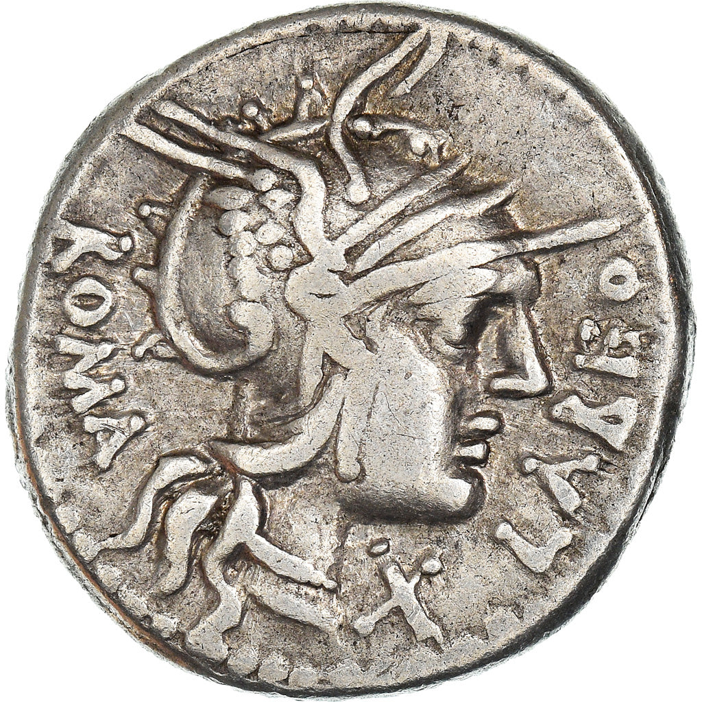 Coin, Fabia, Denarius, 124 BC, Roma, AU(50-53), Silver, Babelon:1