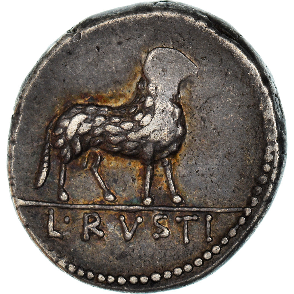 Coin, Rustia, Denarius, Rome, AU(50-53), Silver, Crawford:389/1