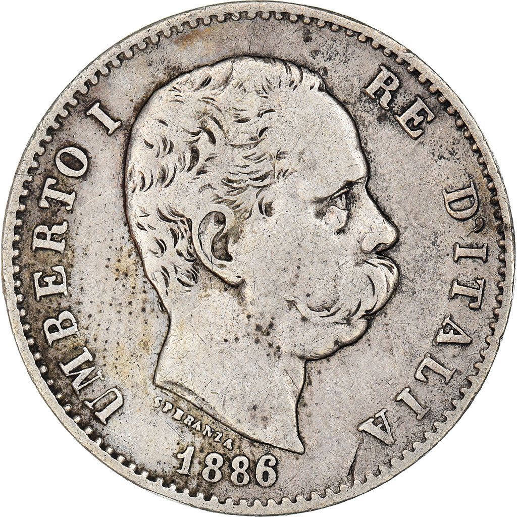 Coin, Italy, Umberto I, Lira, 1886, Rome, VF(20-25), Silver, KM:24.1