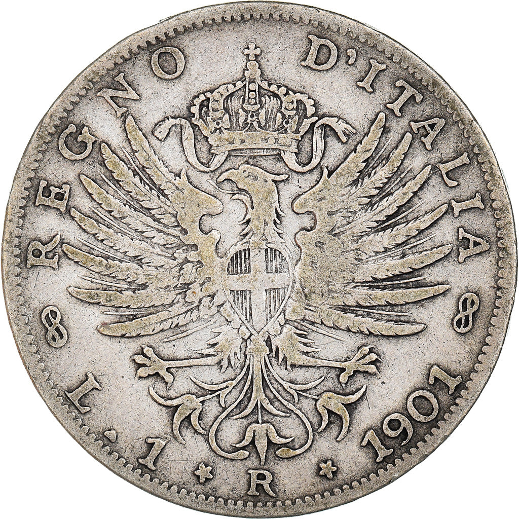 Coin, Italy, Vittorio Emanuele III, Lira, 1901, Rome, VF(20-25), Silver, KM:32