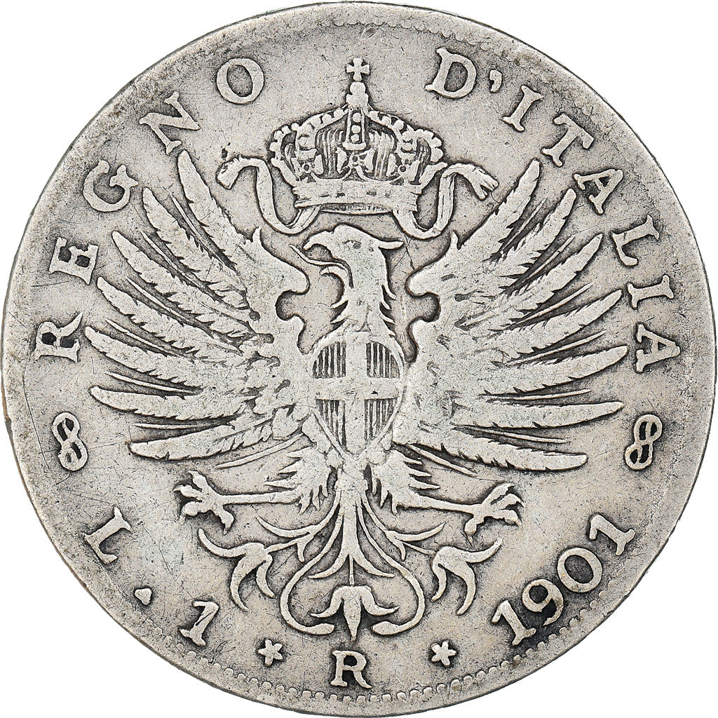 Coin, Italy, Vittorio Emanuele III, Lira, 1901, Rome, VF(20-25), Silver, KM:32
