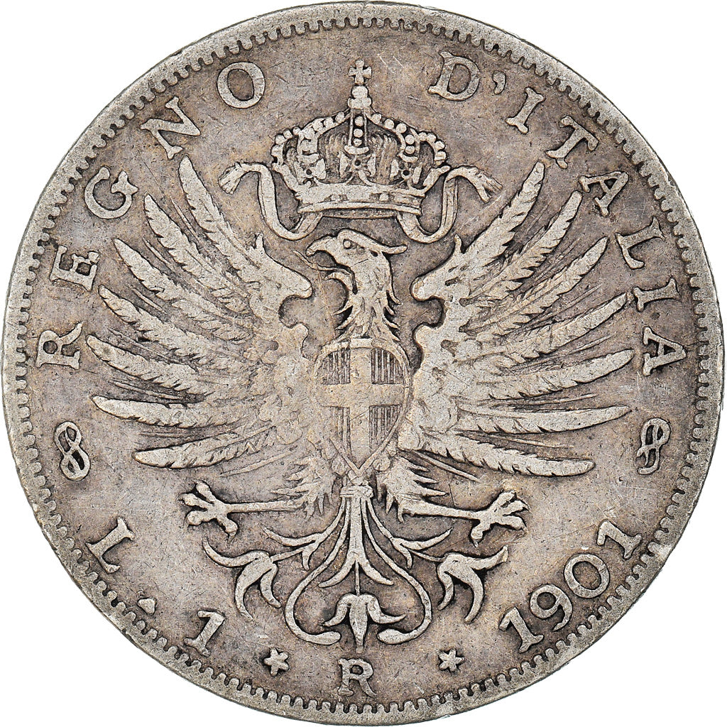 Coin, Italy, Vittorio Emanuele III, Lira, 1901, Rome, VF(20-25), Silver, KM:32
