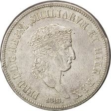 Coin, ITALIAN STATES, NAPLES, Ferdinando I, 120 Grana, 1818, EF(40-45), Silver