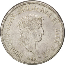 Munten, Italiaanse staten, NAPLES, Ferdinando I, 120 Grana, 1818, ZF, Zilver