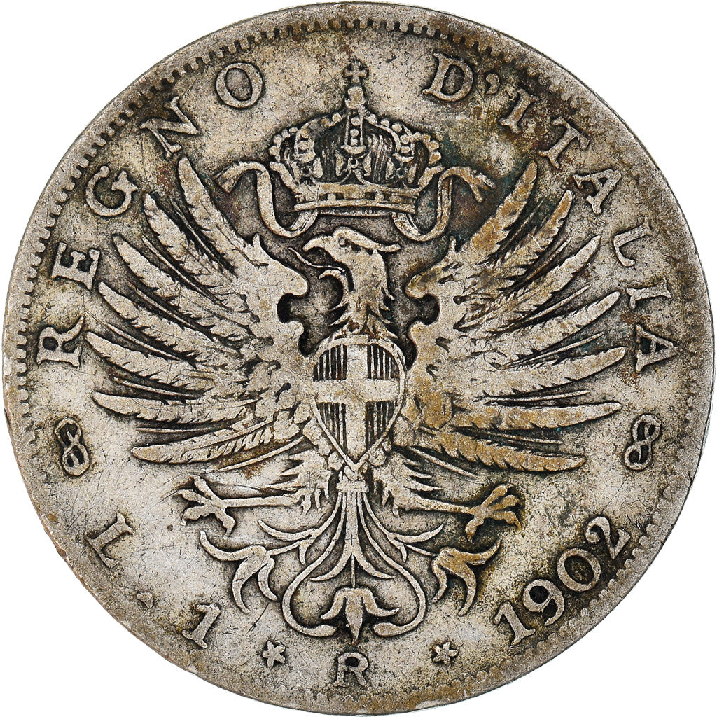 Coin, Italy, Vittorio Emanuele III, Lira, 1902, Rome, VF(20-25), Silver, KM:32