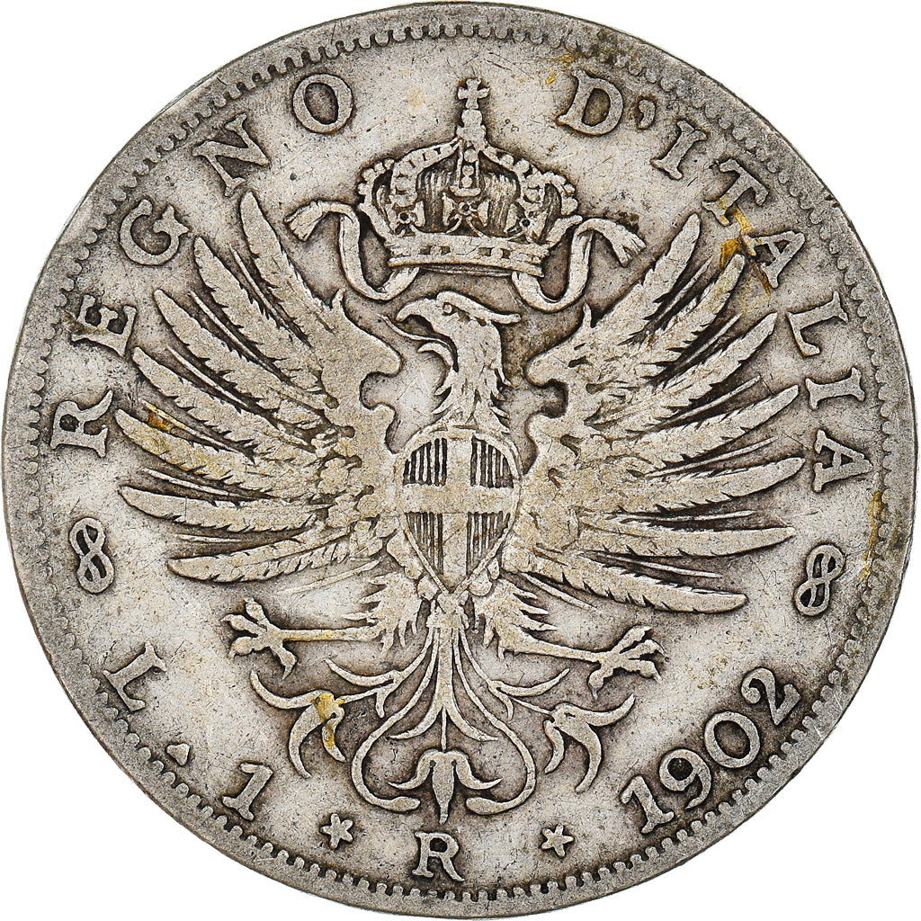 Moneta, Italia, Vittorio Emanuele III, Lira, 1902, Rome, MB, Argento, KM:32