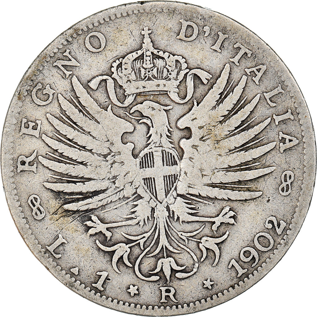 Moneta, Italia, Vittorio Emanuele III, Lira, 1902, Rome, MB, Argento, KM:32