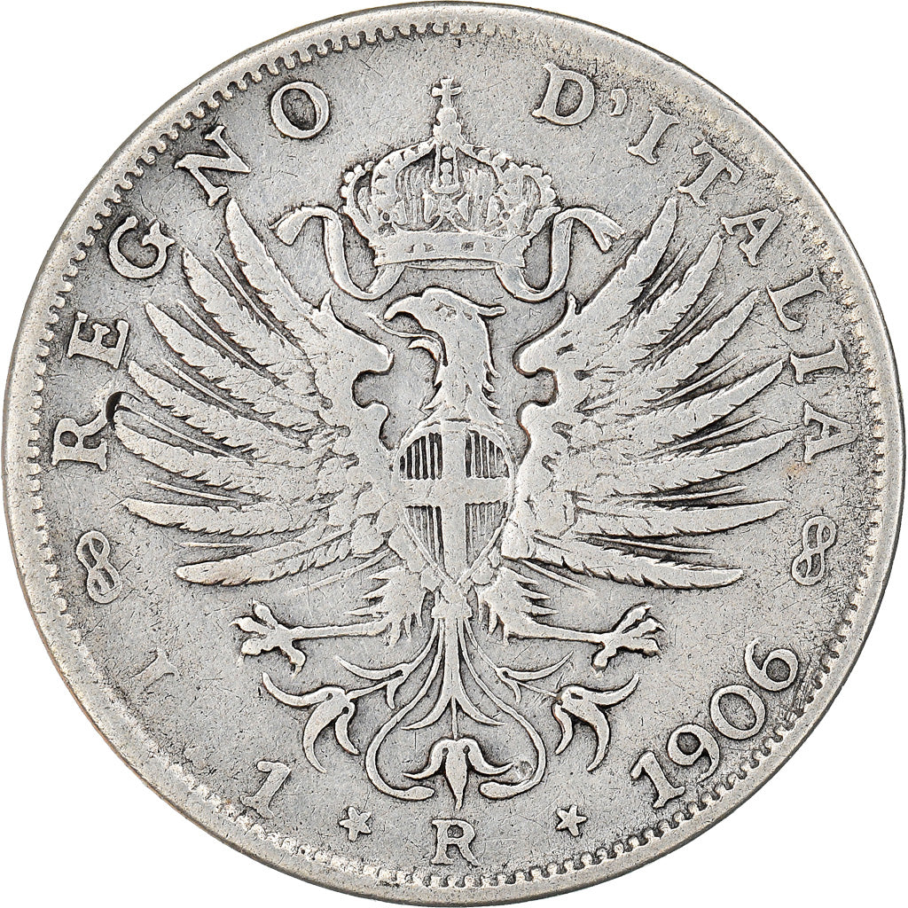 Moeda, Itália, Vittorio Emanuele III, Lira, 1906, Rome, VF(20-25), Prata, KM:32