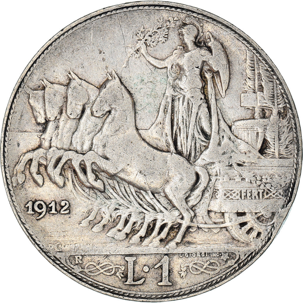 Coin, Italy, Vittorio Emanuele III, Lira, 1912, Rome, VF(20-25), Silver, KM:45