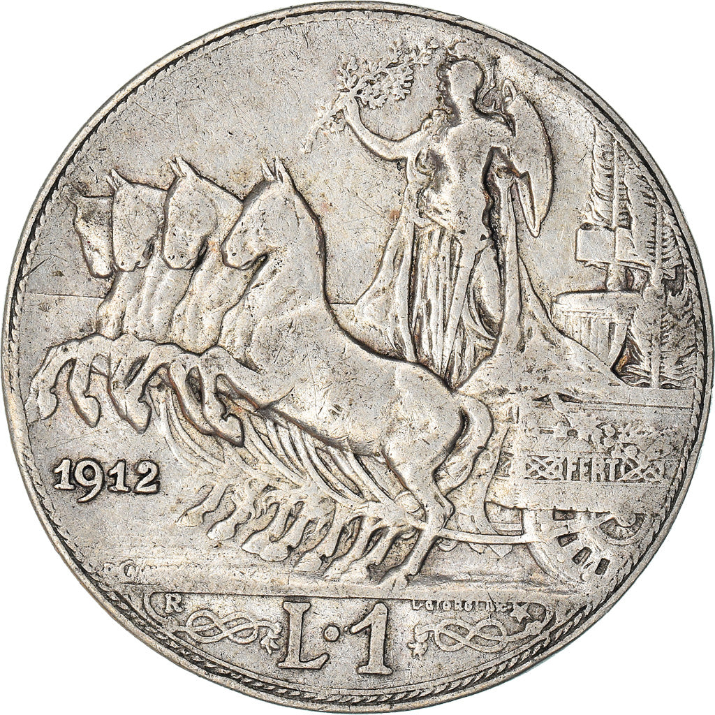 Moeda, Itália, Vittorio Emanuele III, Lira, 1912, Rome, VF(20-25), Prata, KM:45