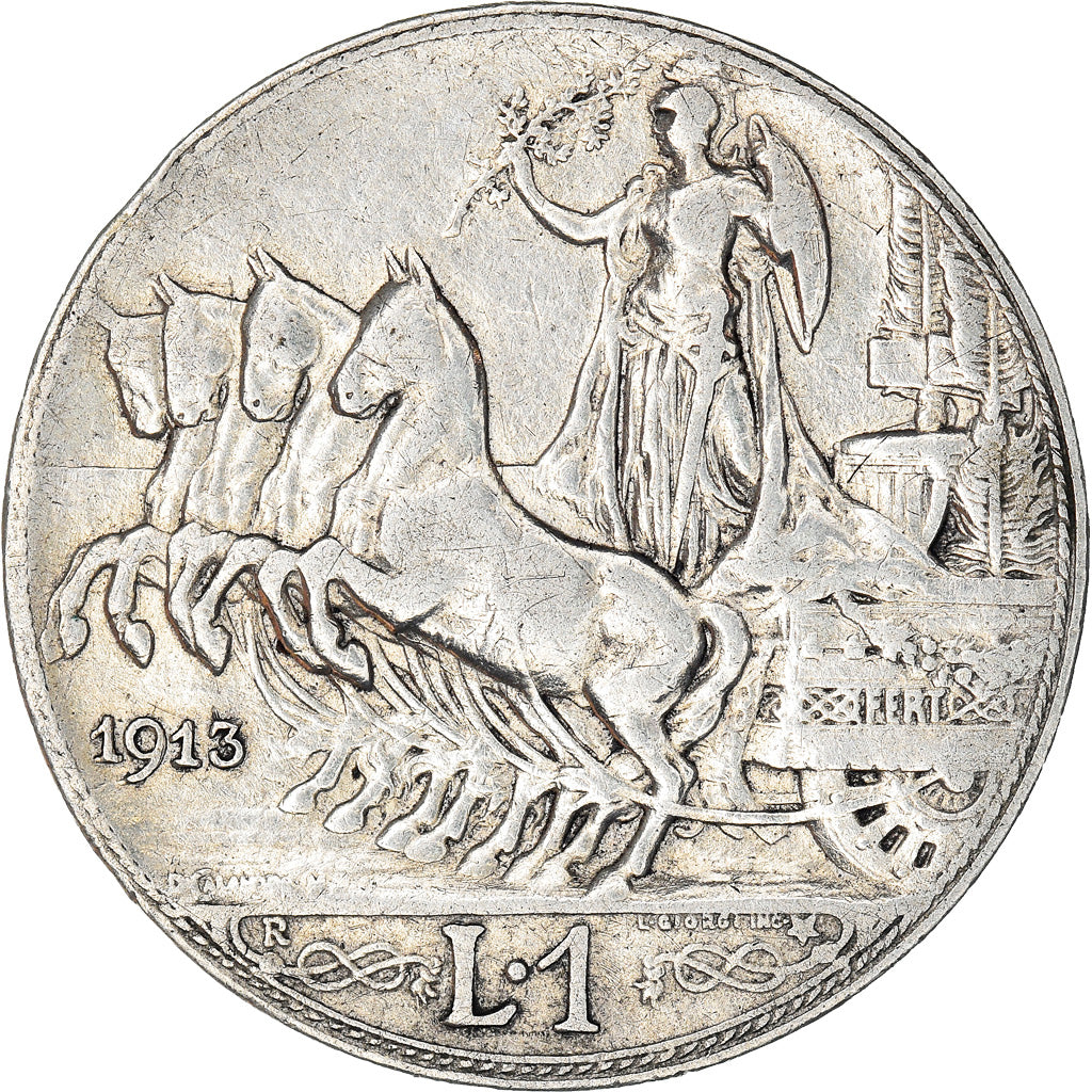 Coin, Italy, Vittorio Emanuele III, Lira, 1913, Rome, VF(30-35), Silver, KM:45