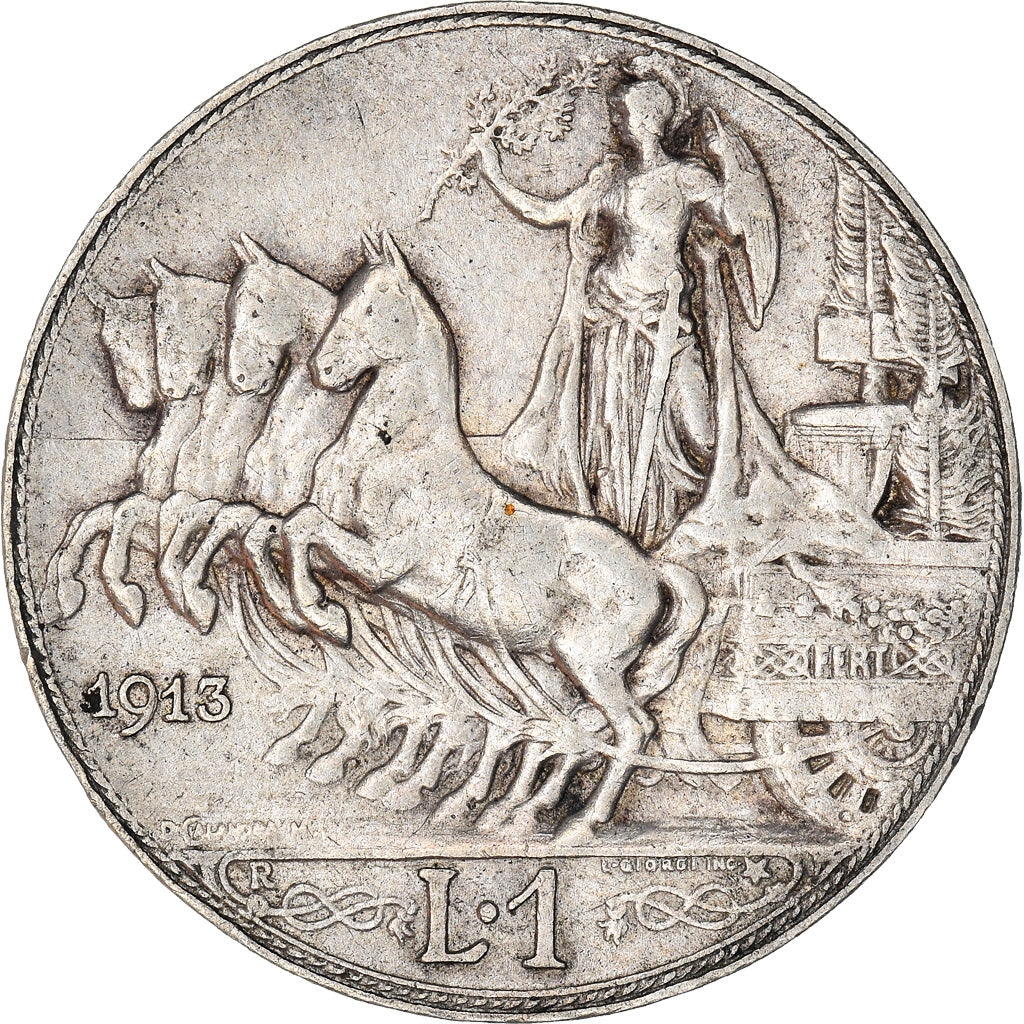 Coin, Italy, Vittorio Emanuele III, Lira, 1913, Rome, VF(30-35), Silver, KM:45