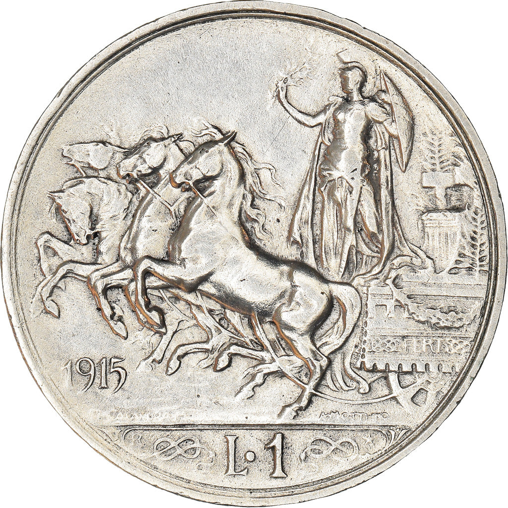 Coin, Italy, Vittorio Emanuele III, Lira, 1915, Rome, VF(30-35), Silver, KM:57