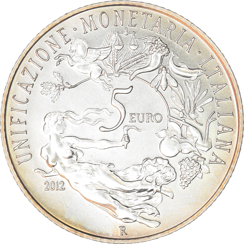 Italy, 5 Euro, 2012, Rome, MS(65-70), Silver, KM:353