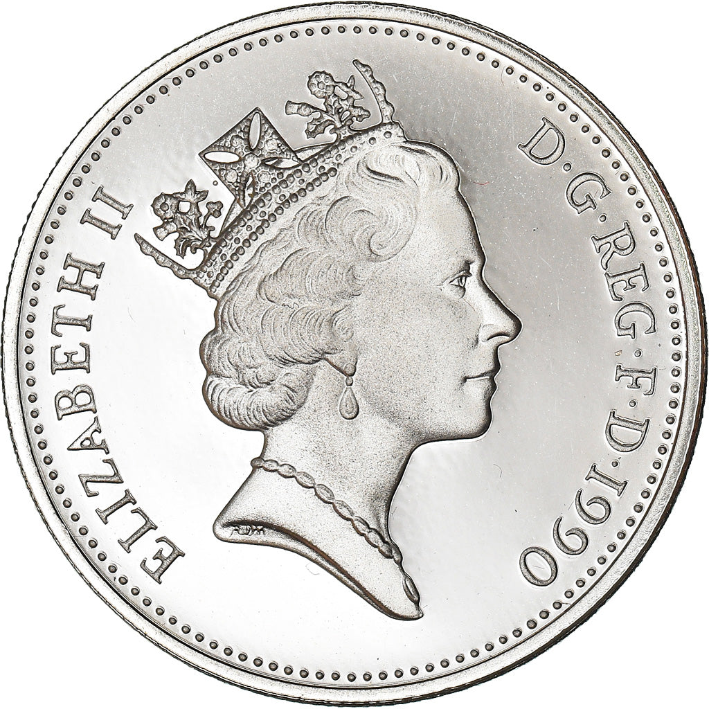 Coin, Great Britain, 5 Pence, 1990, MS(65-70), Silver