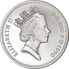 Coin, Great Britain, 5 Pence, 1990, MS(65-70), Silver