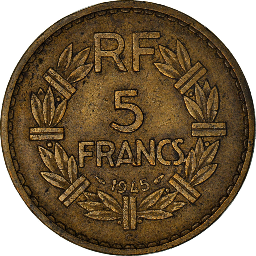 Coin, France, Lavrillier, 5 Francs, 1945, Castelsarrasin, EF(40-45)