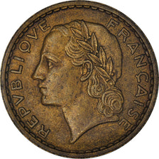 Moeda, França, Lavrillier, 5 Francs, 1938, Paris, AU(50-53), Alumínio-Bronze
