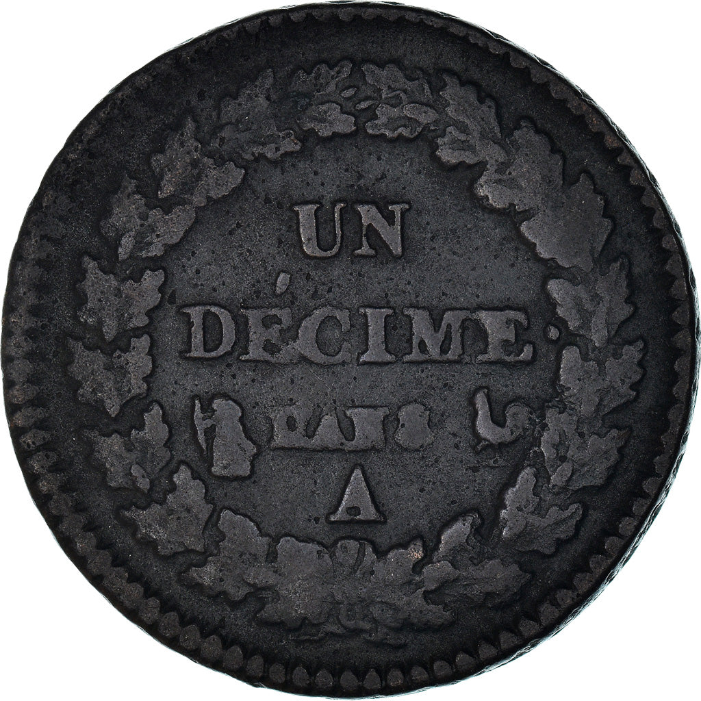 Münze, Frankreich, Dupré, Decime, AN 8, Paris, SGE+, Bronze, KM:644.1