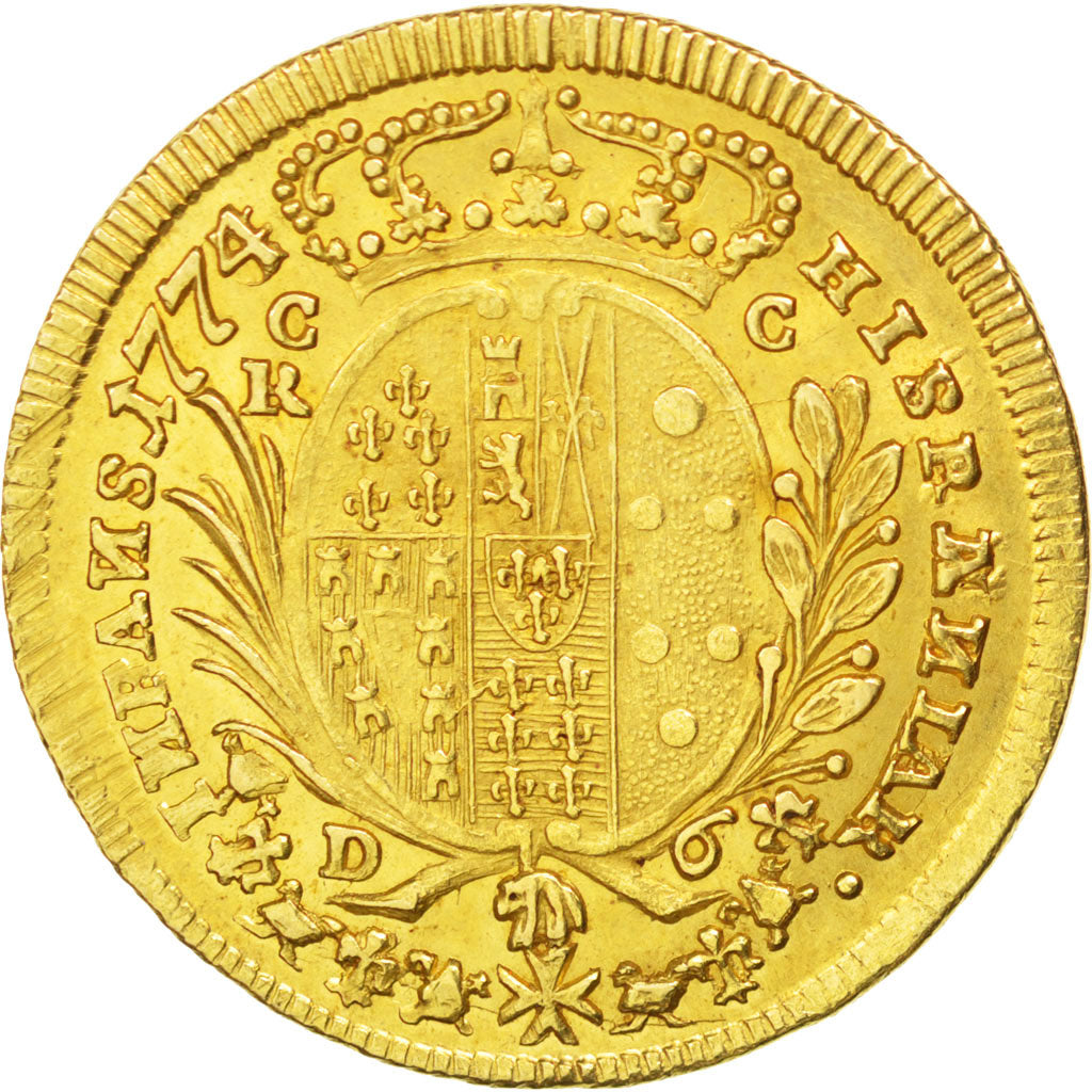 ITALIAN STATES, NAPLES, 6 Ducati, 1774, Gold, KM:176, PCGS AU58