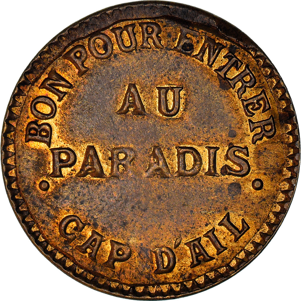 France, Token, Maison Close, Au Paradis, Cap d'Ail, EF(40-45), Covered copper