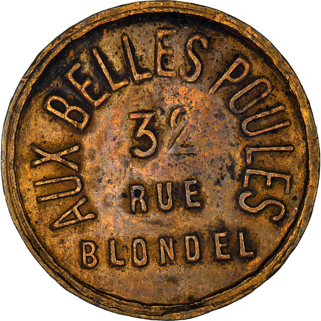 France, Token, Maison close, paris, Aux Belles Poules, 32 Rue Blondel