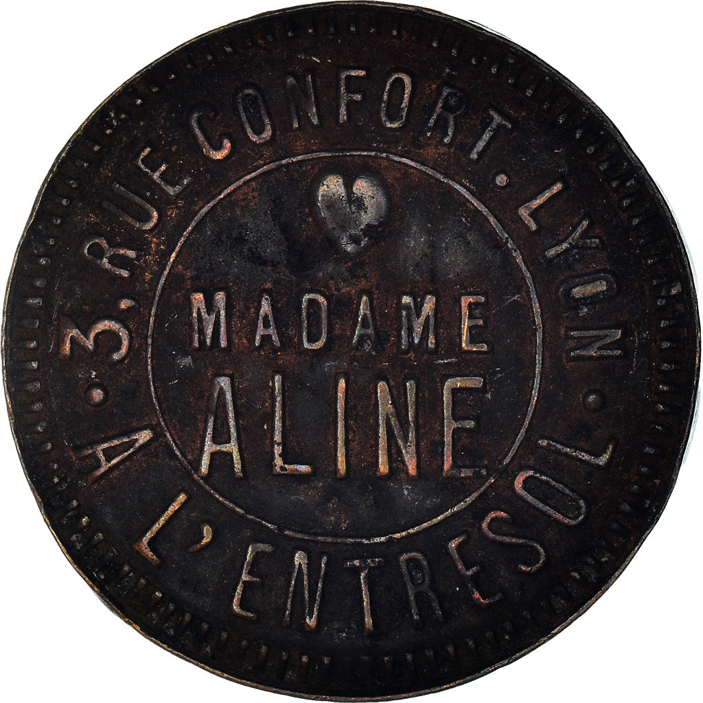 France, Token, Maison close Madame Aline, AU(50-53), Covered copper