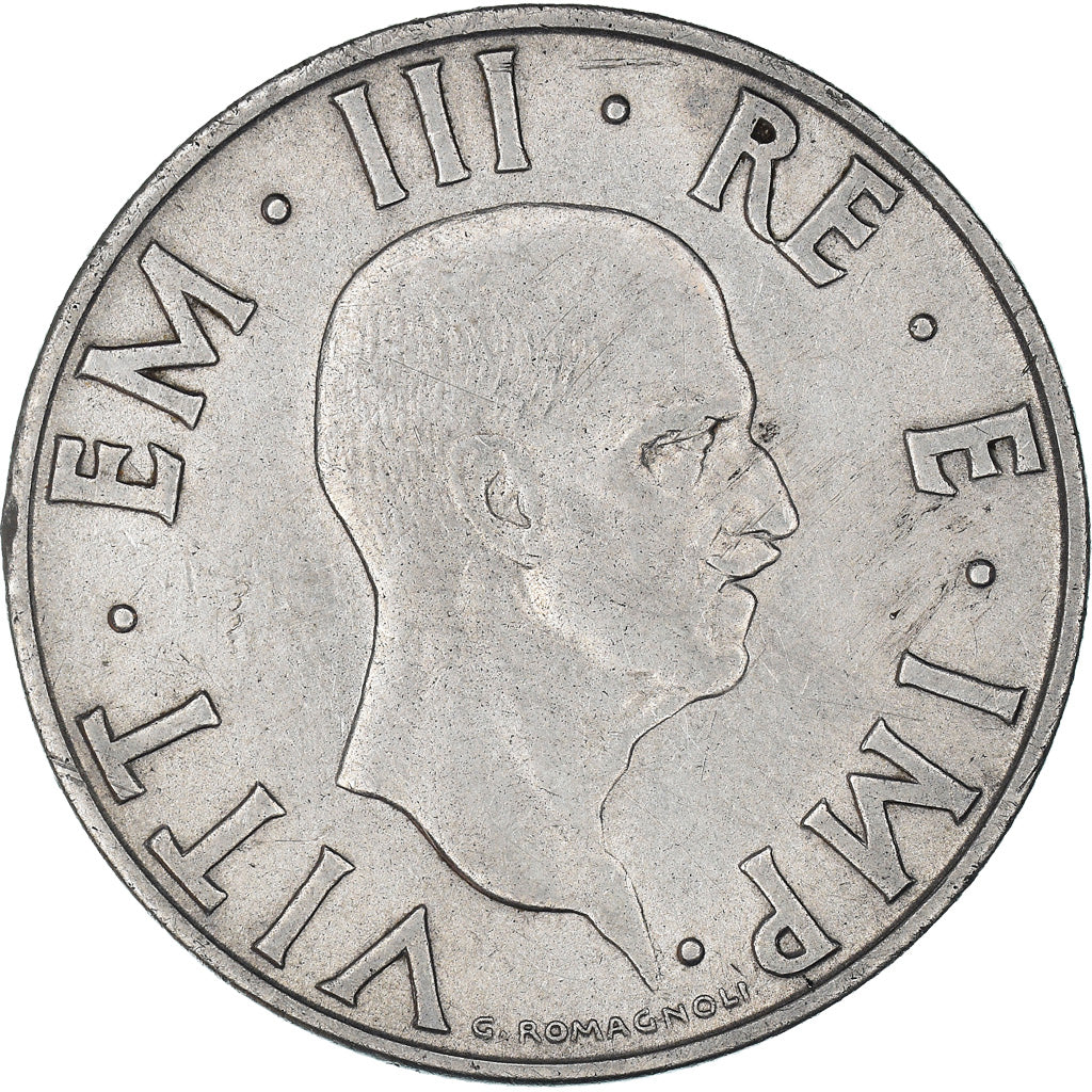 Moneta, Włochy, Vittorio Emanuele III, 2 Lire, 1939, Rome, VF(30-35), Stal