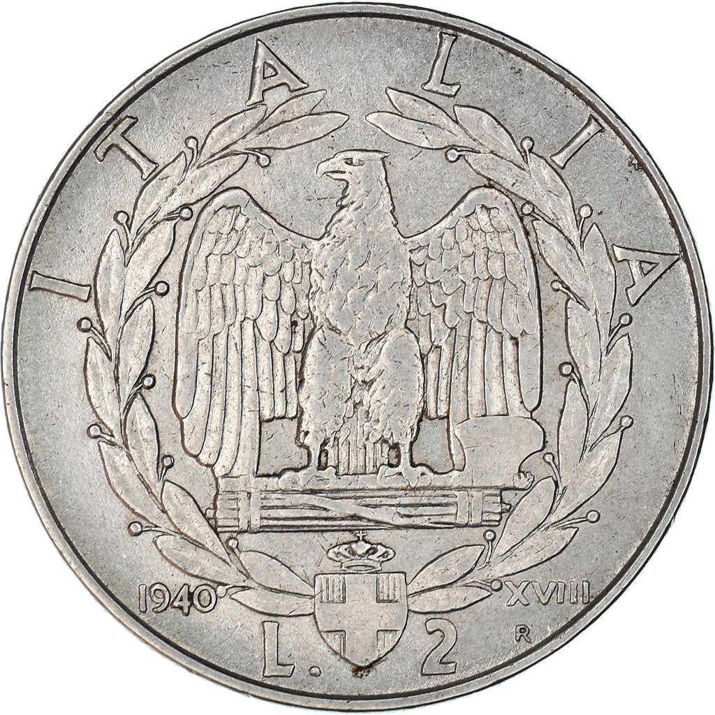 Coin, Italy, Vittorio Emanuele III, 2 Lire, 1940, Rome, EF(40-45), Stainless