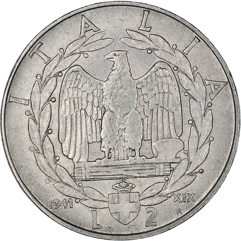 Moeda, Itália, Vittorio Emanuele III, 2 Lire, 1941, Rome, EF(40-45), Aço